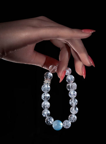 Aquamarine & Clear Herkimer Diamond Bracelet